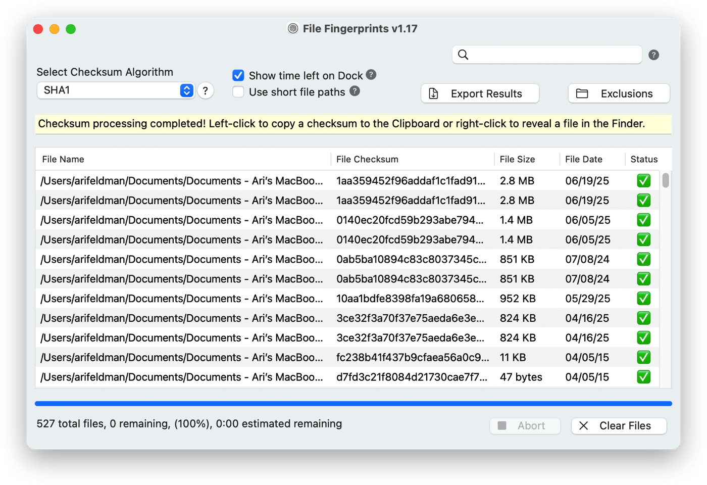 File Fingerprints screenshot