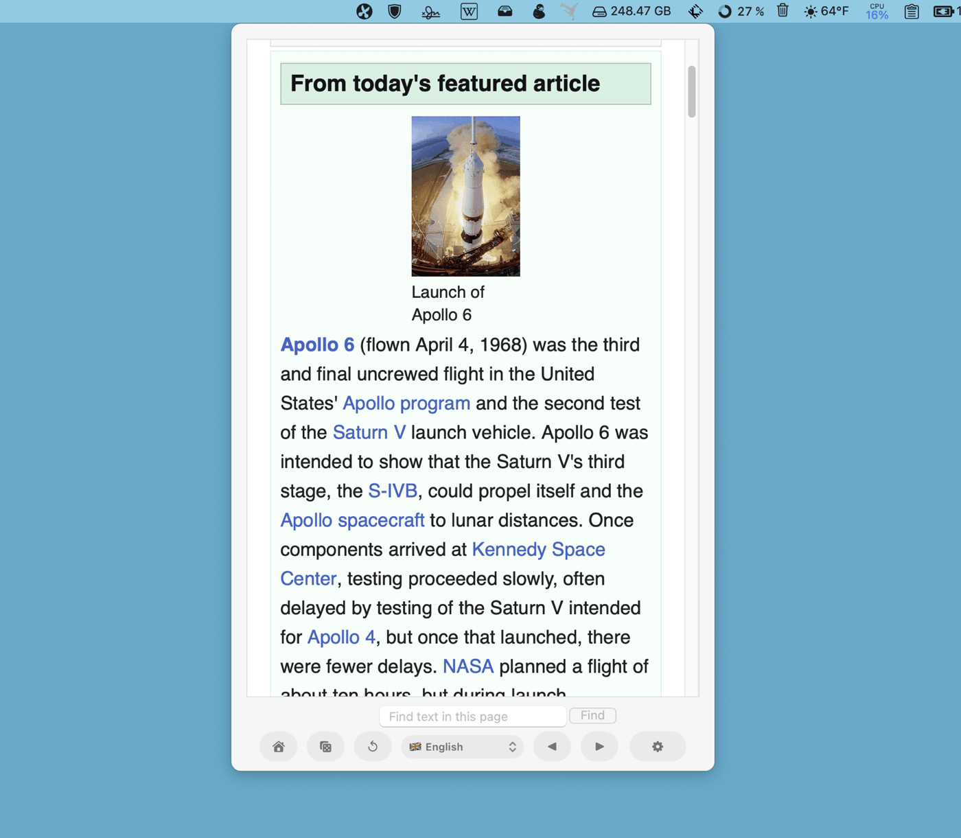Menupedia screenshot