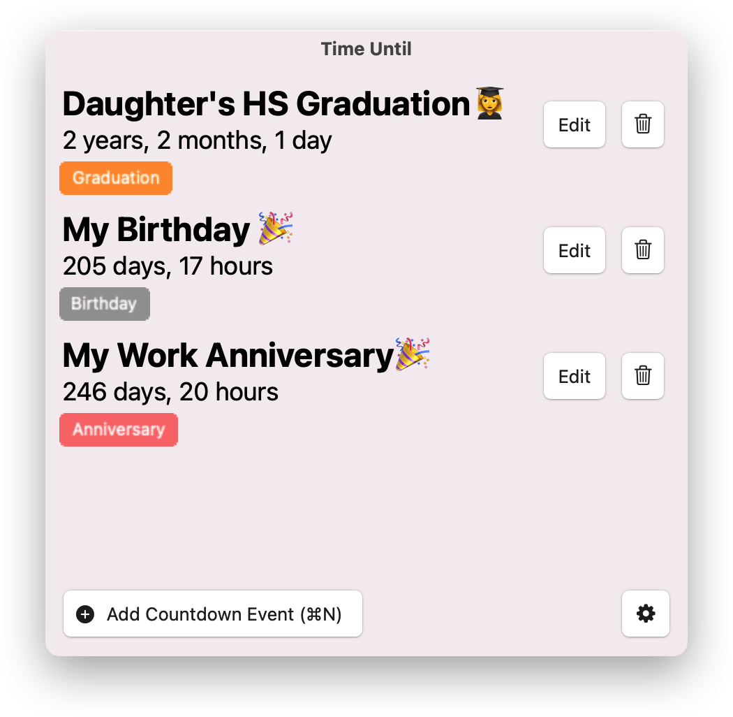 Time Until screenshot